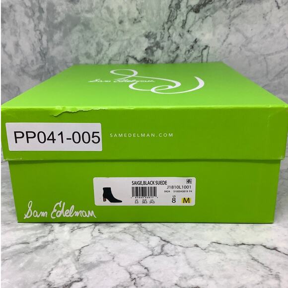 Sam Edelman Womens 8M Black Suede Saige Ankle Boots Block Heels P41-5 - Picture 10 of 10